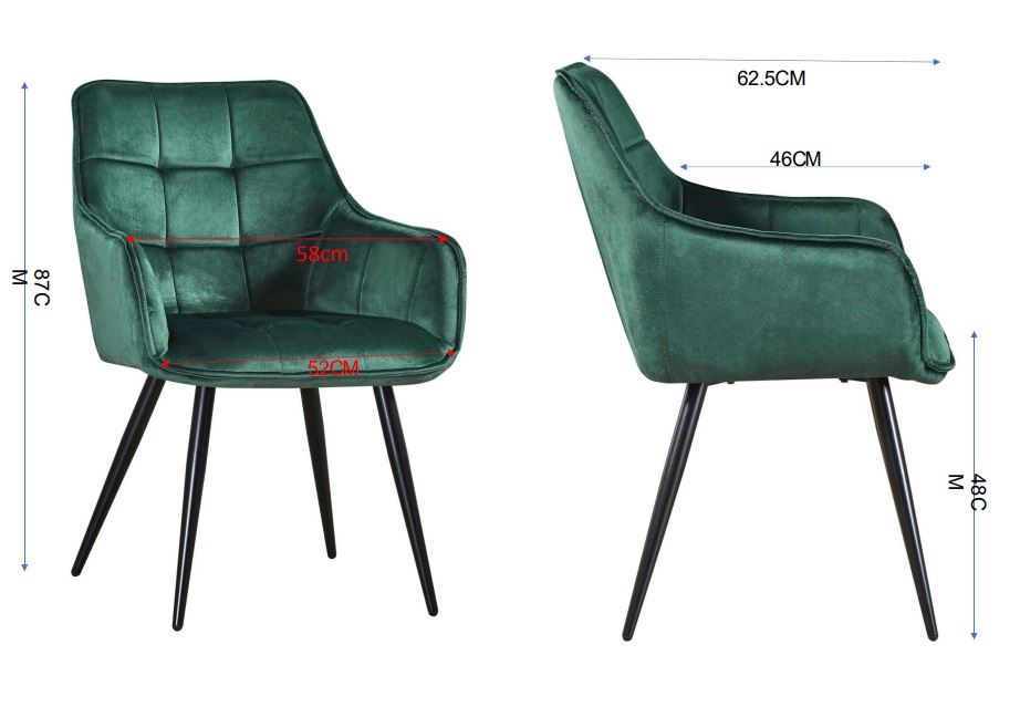 Krzesło welurowe LUCA - 5 kolorów