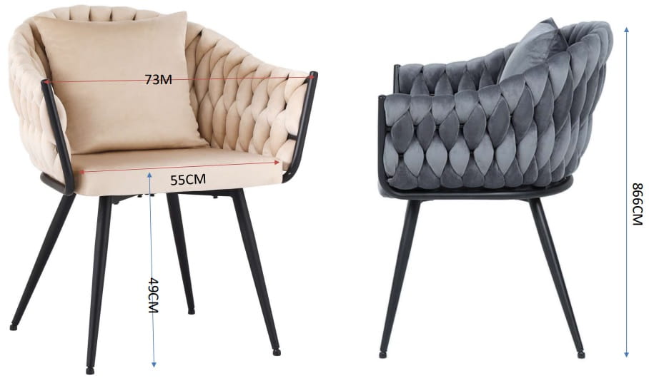 Krzesło Tapicerowane PILOW - czarne, metalowe nogi. Dostępne 3 kolory